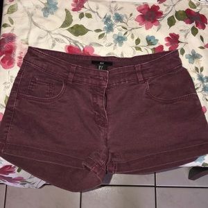 Maroon jean short shorts H&M